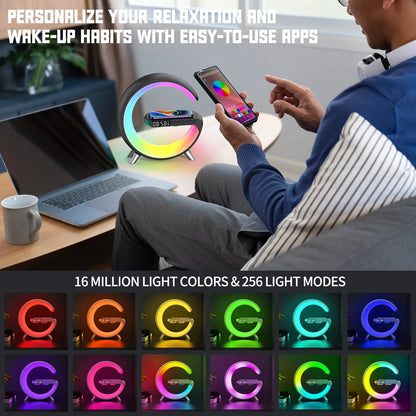 Big G's RGB Musiklampe/Radiowecker mit Bluetooth & Wireless Ladestation