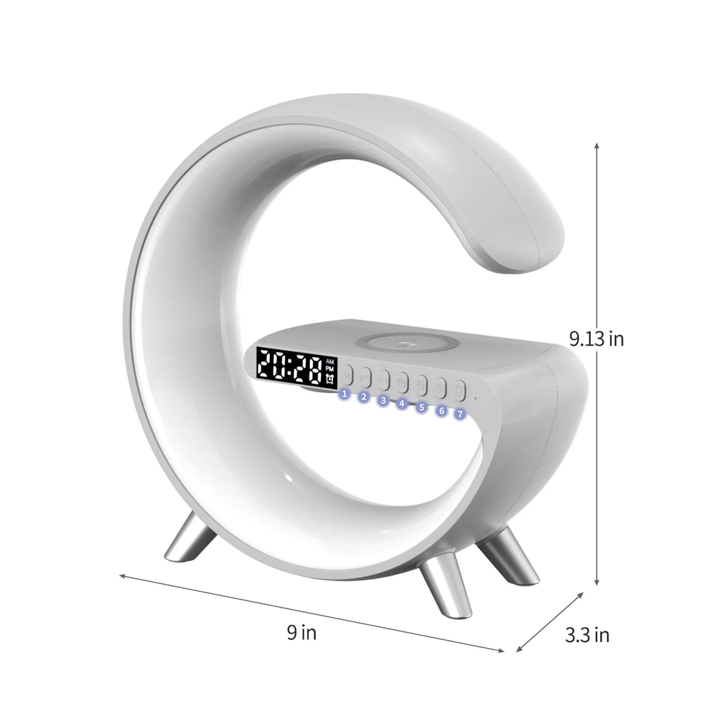 Big G's RGB Musiklampe/Radiowecker mit Bluetooth & Wireless Ladestation